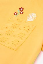 Girls Broderie Pocket With Embroidery T-Shirt