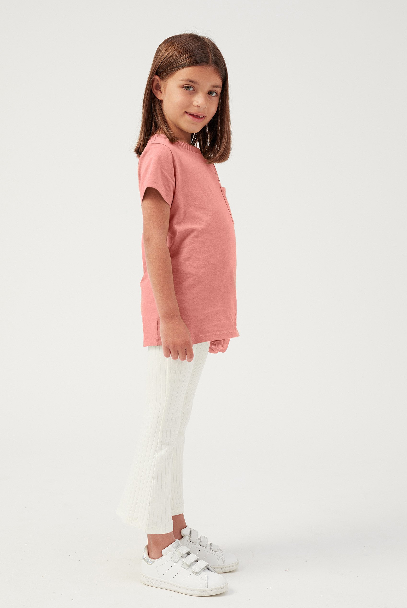 Girls Broderie Pocket With Embroidery T-Shirt