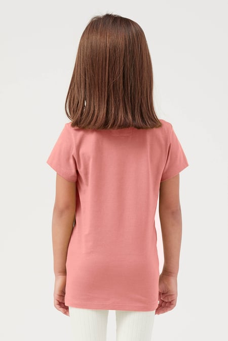 Girls Orange Broderie Pocket With Embroidery T-Shirt