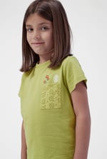 Girls Broderie Pocket With Embroidery T-Shirt