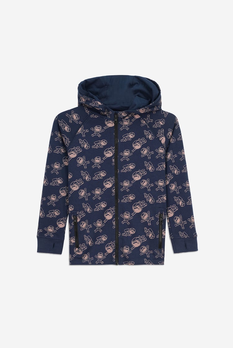 Boys Printed Zipper Hoodie ( 12/18mths-7yrs)