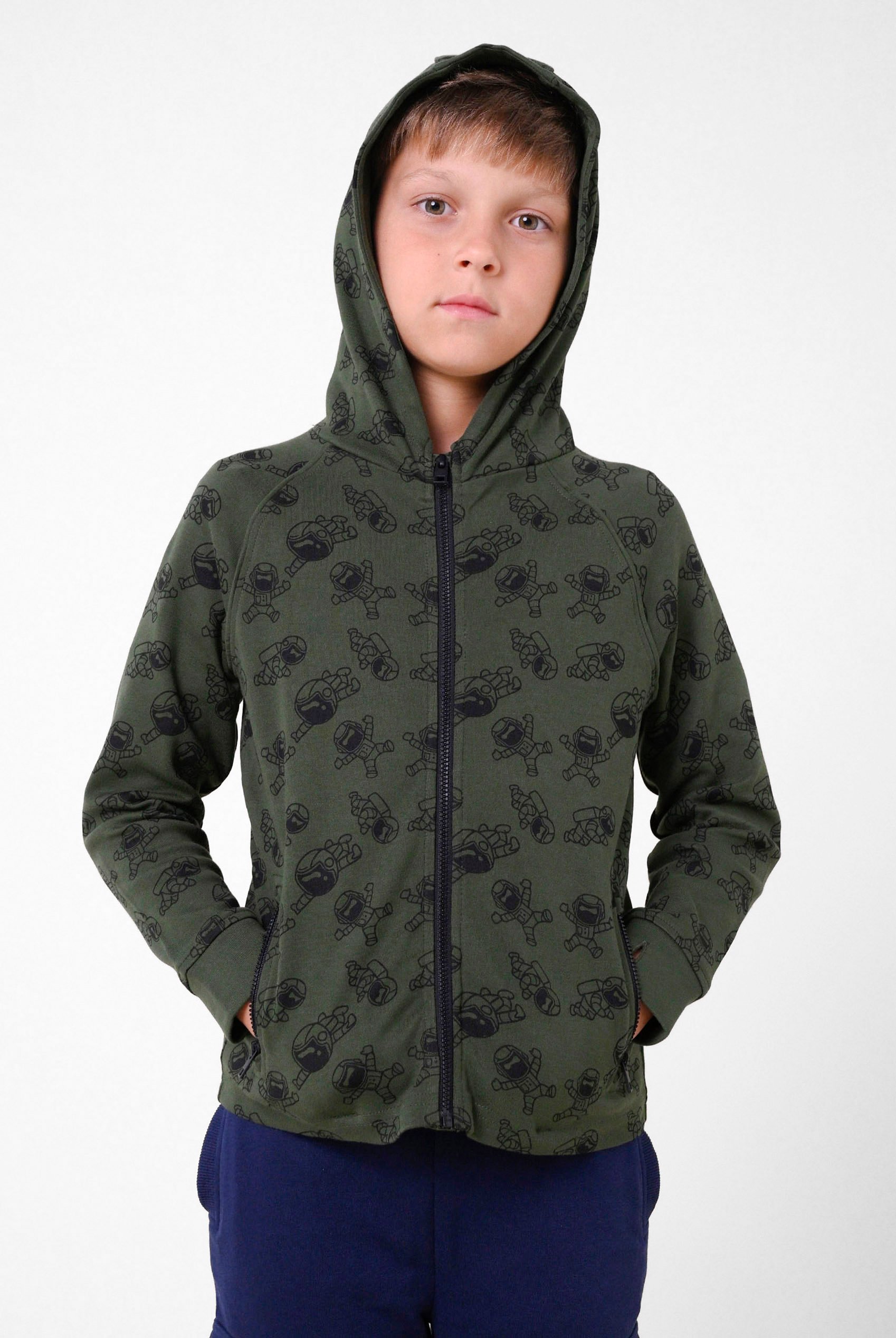 Boys Printed Zipper Hoodie ( 12/18mths-7yrs)