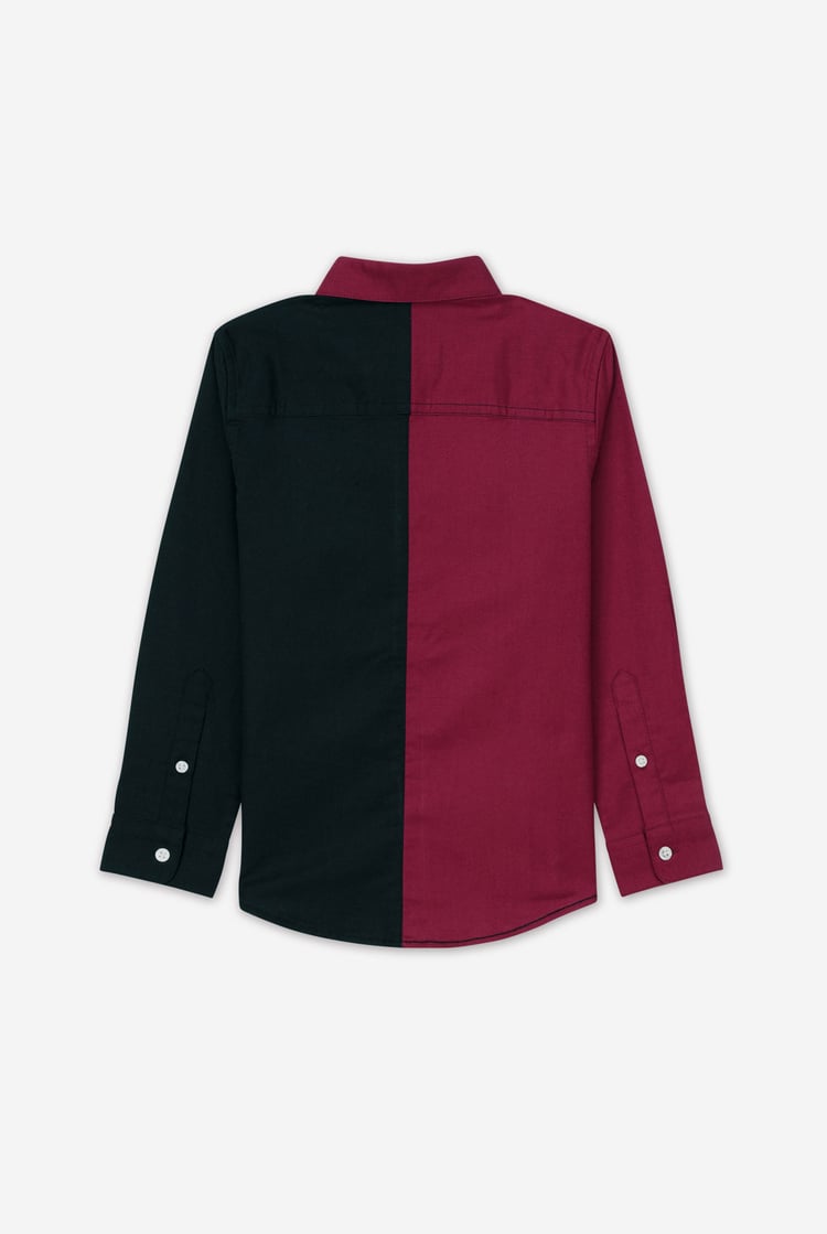 Boys LS Red/Black Colourblock Shirt (3-14yrs)