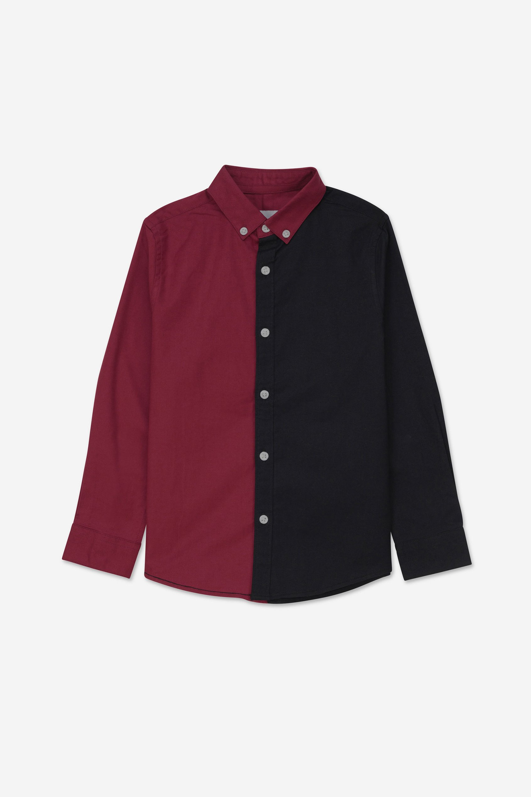 Boys LS Red/Black Colourblock Shirt (3-14yrs)