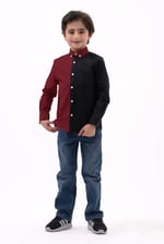 Boys LS Red/Black Colourblock Shirt (3-14yrs)