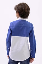 Boys LS Blue/White Colourblock Shirt (3-14yrs)