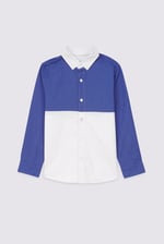 Boys LS Blue/White Colourblock Shirt (3-14yrs)