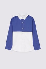 Boys LS Blue/White Colourblock Shirt (3-14yrs)