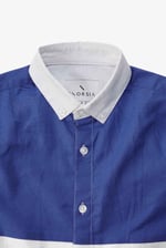 Boys LS Blue/White Colourblock Shirt (3-14yrs)