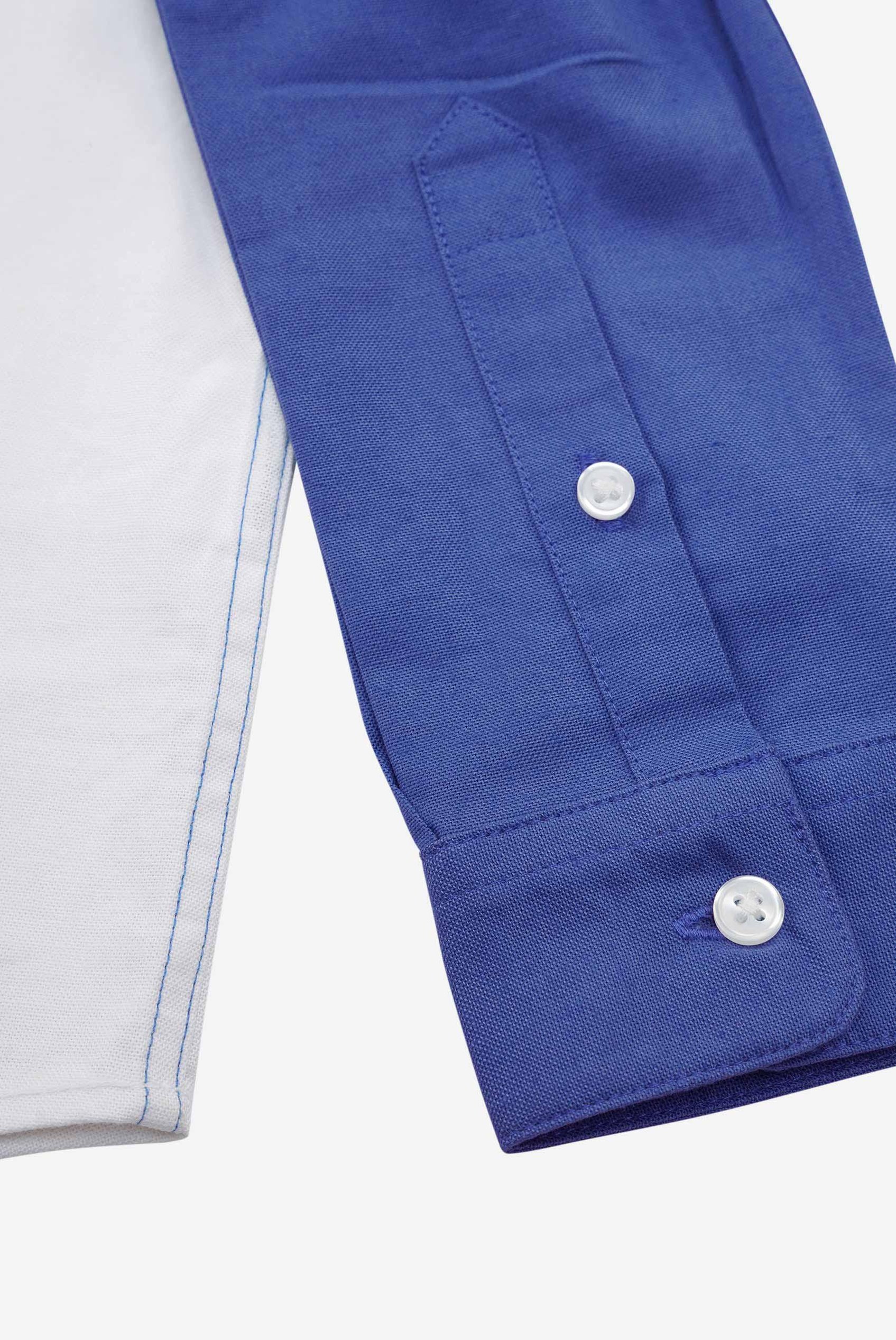 Boys LS Blue/White Colourblock Shirt (3-14yrs)
