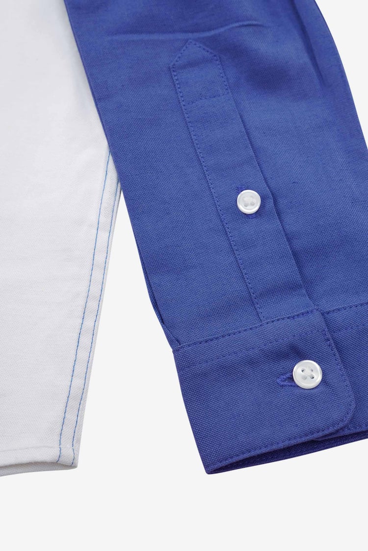 Boys LS Blue/White Colourblock Shirt (3-14yrs)