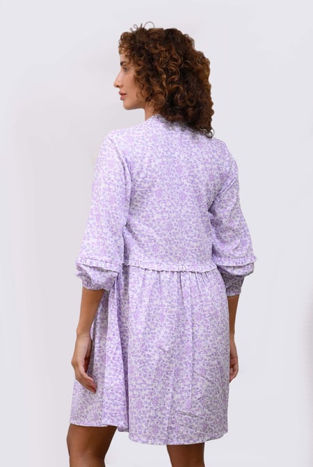 Womens Purple Ditsy Print Mini Tiered Dress