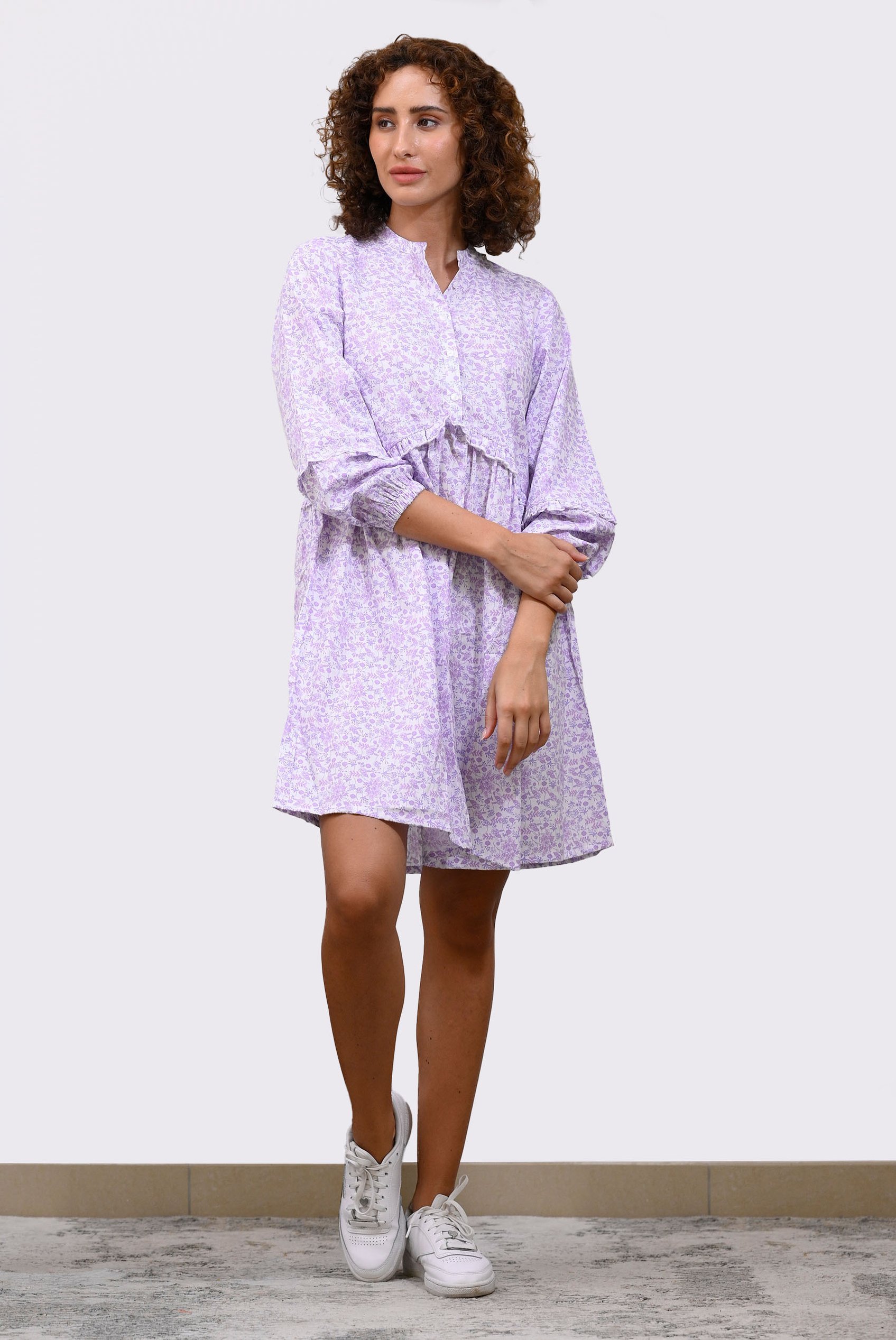 Womens Ditsy Print Mini Tiered Dress