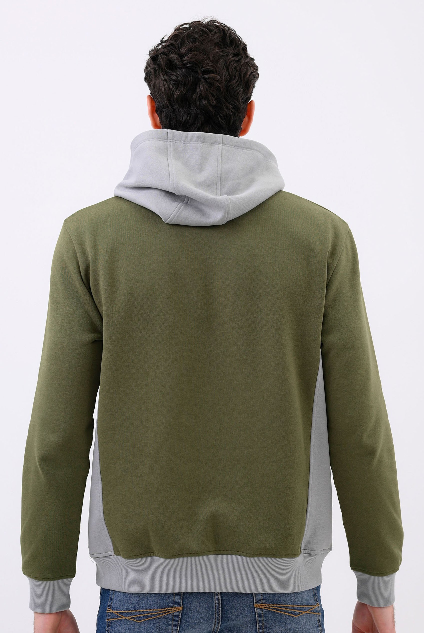 Mens Flock Print Overhead Hoodie