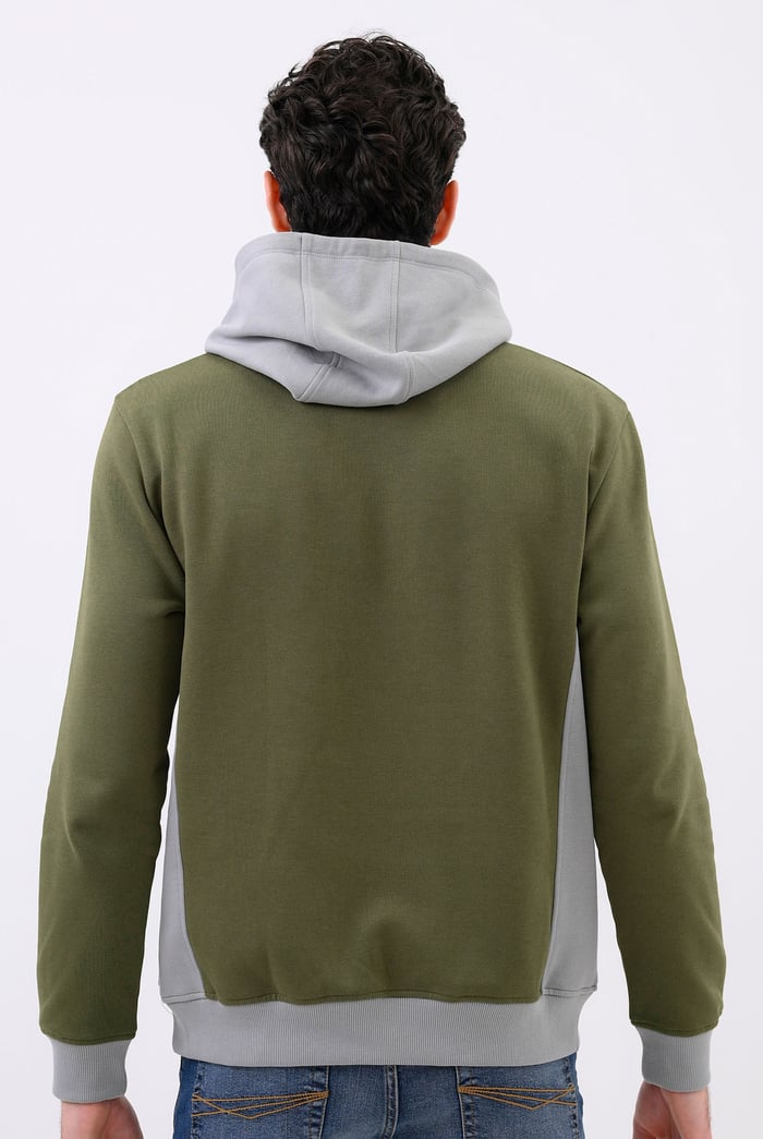 Mens Flock Print Overhead Hoodie