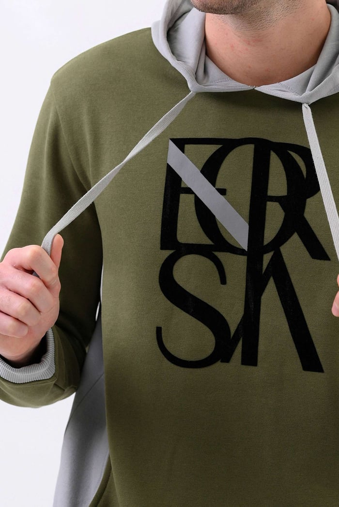 Mens Flock Print Overhead Hoodie