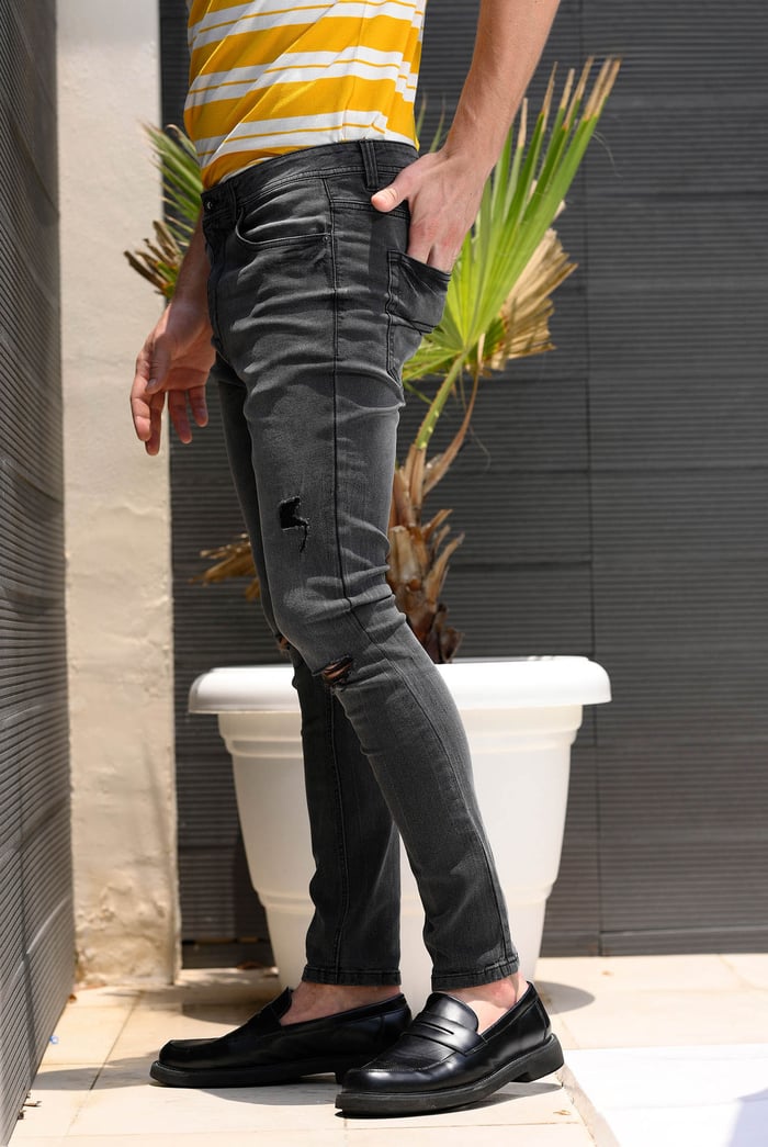Enorsia Washed Black Skinny Fit Jeans