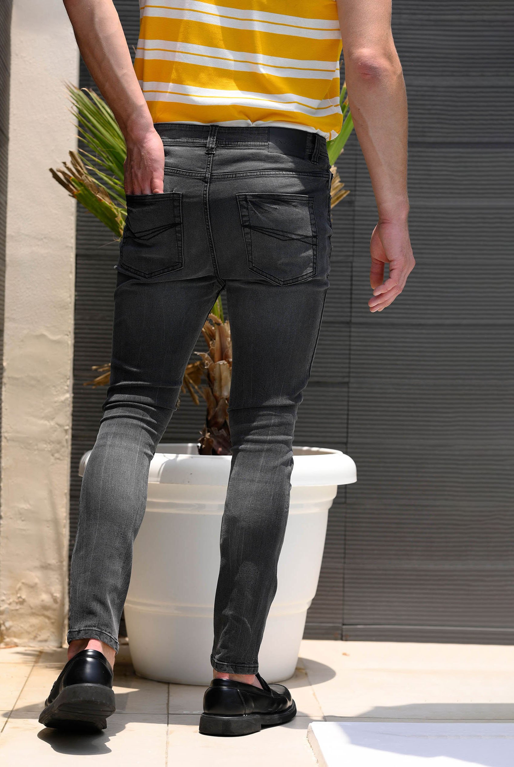 Enorsia Washed Black Skinny Fit Jeans