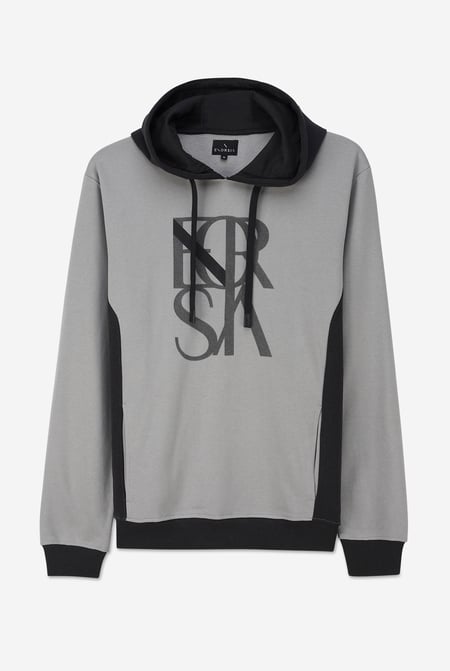 Mens Black Flock Print Overhead Hoodie