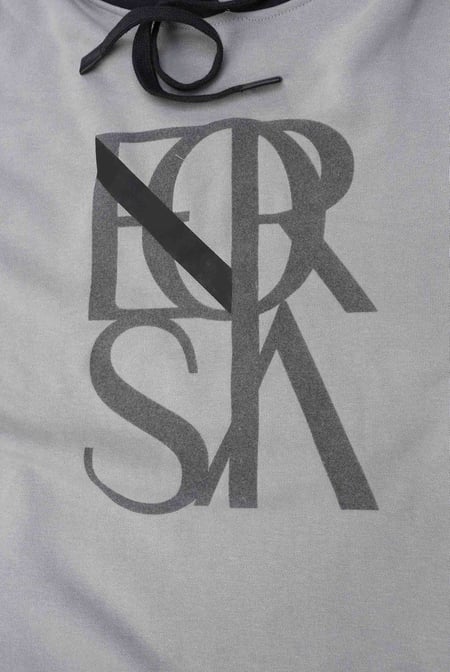 Mens Grey Flock Print Overhead Hoodie