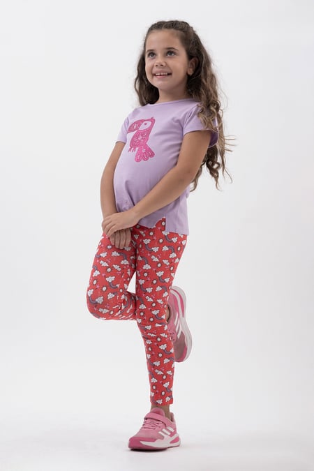 Girls Purple Printed Jersey Leggings