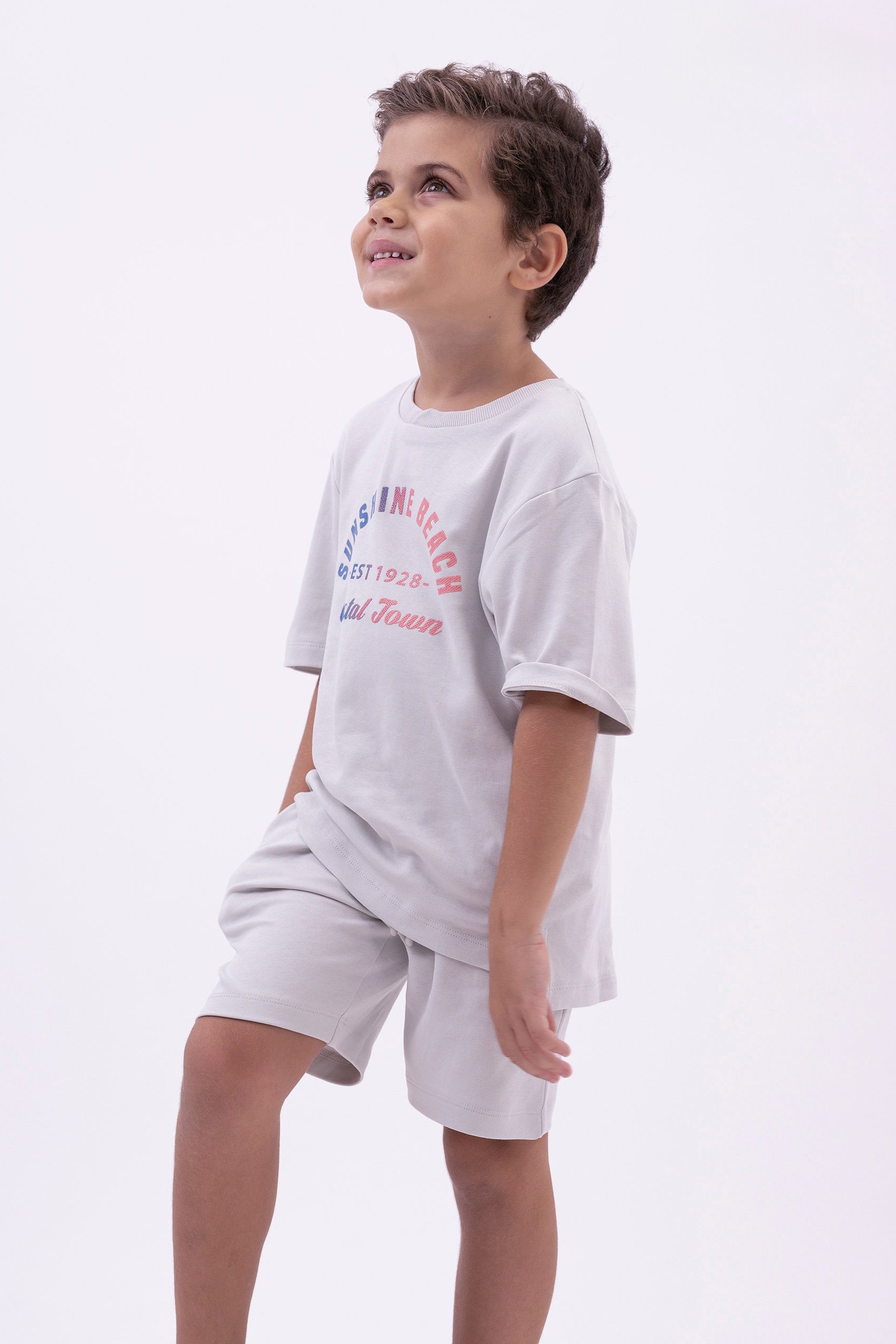 Two-Toned Printed T-Shirt And Shorts Set