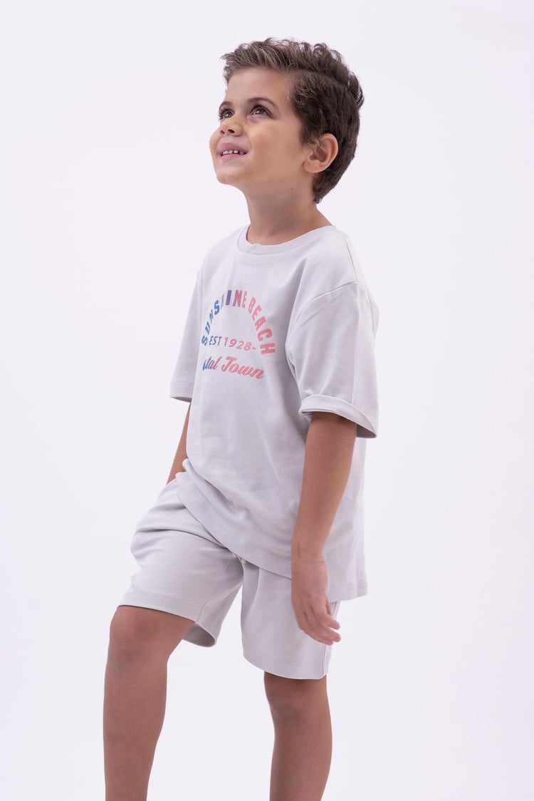 Two-Toned Printed T-Shirt And Shorts Set