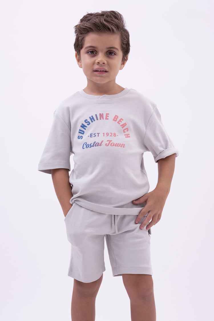 Two-Toned Printed T-Shirt And Shorts Set