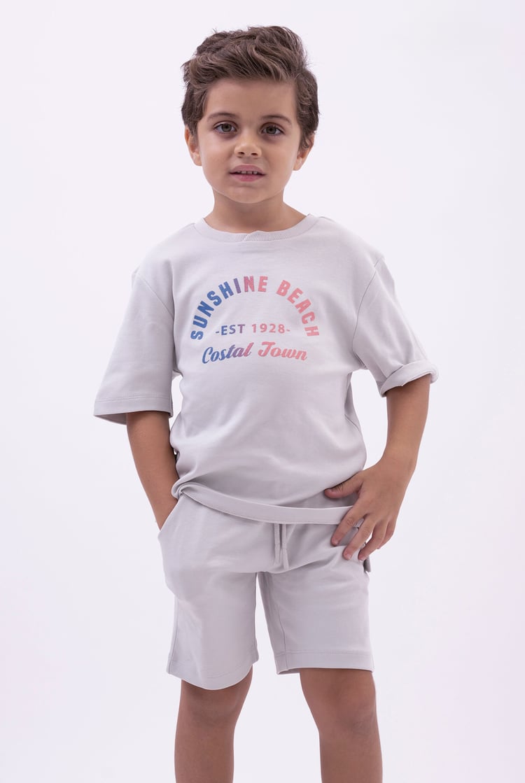 Two-Toned Printed T-Shirt And Shorts Set