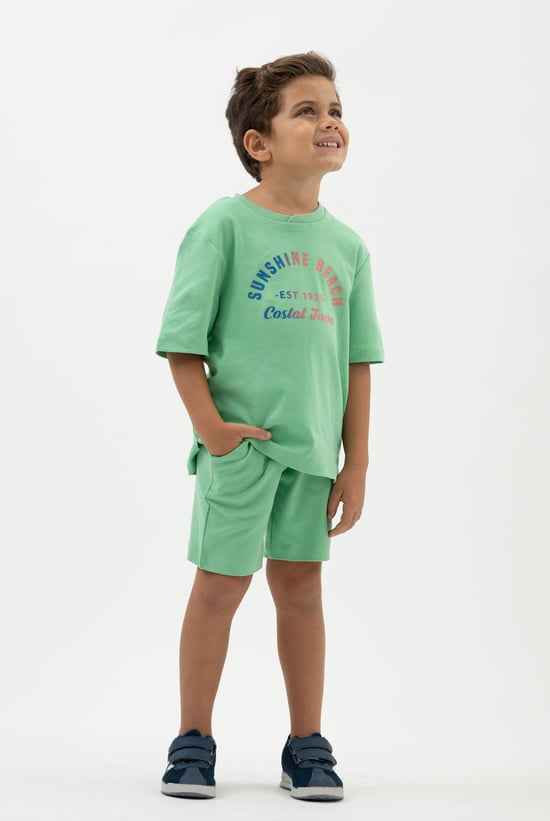 Two-Toned Printed T-Shirt And Shorts Set