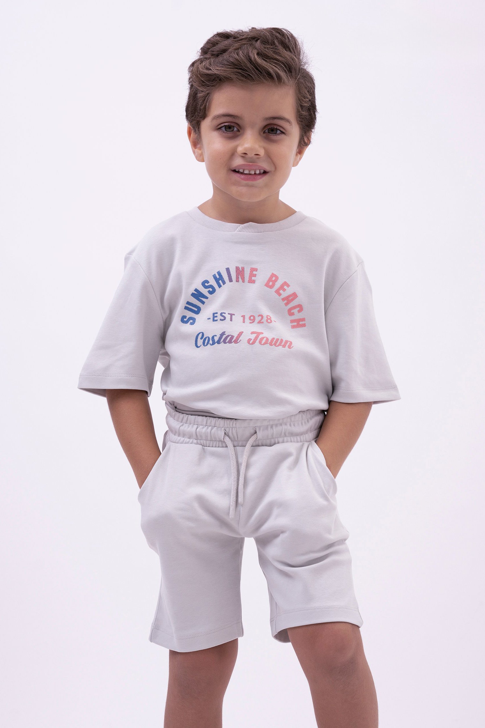 Two-Toned Printed T-Shirt And Shorts Set