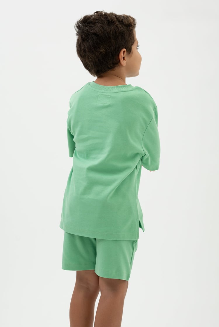 Two-Toned Printed T-Shirt And Shorts Set