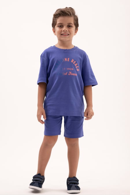 Grey Two-Toned Printed T-Shirt And Shorts Set