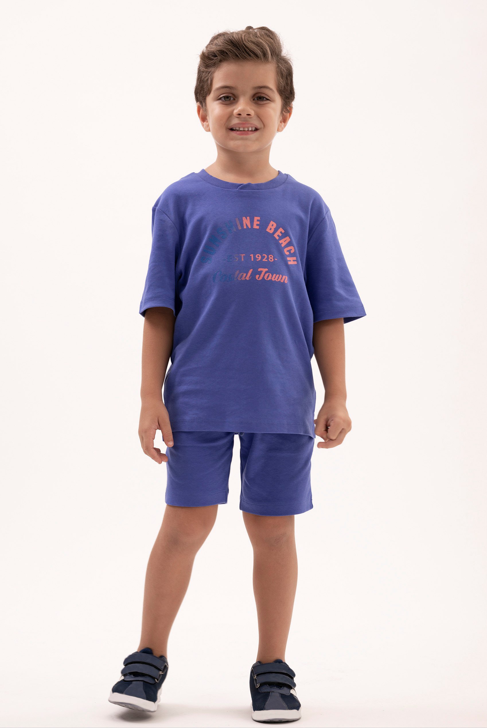 Two-Toned Printed T-Shirt And Shorts Set