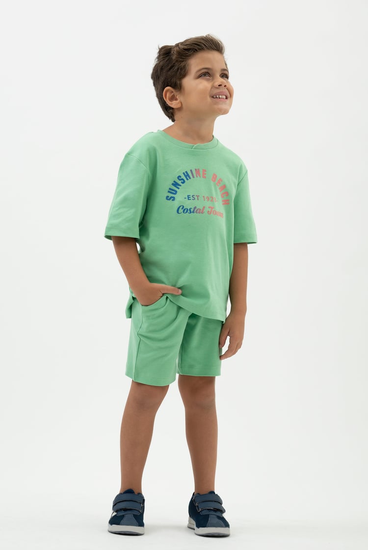 Two-Toned Printed T-Shirt And Shorts Set