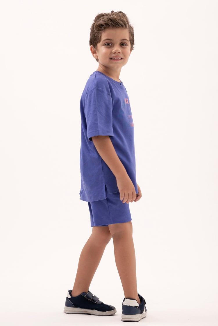 Two-Toned Printed T-Shirt And Shorts Set