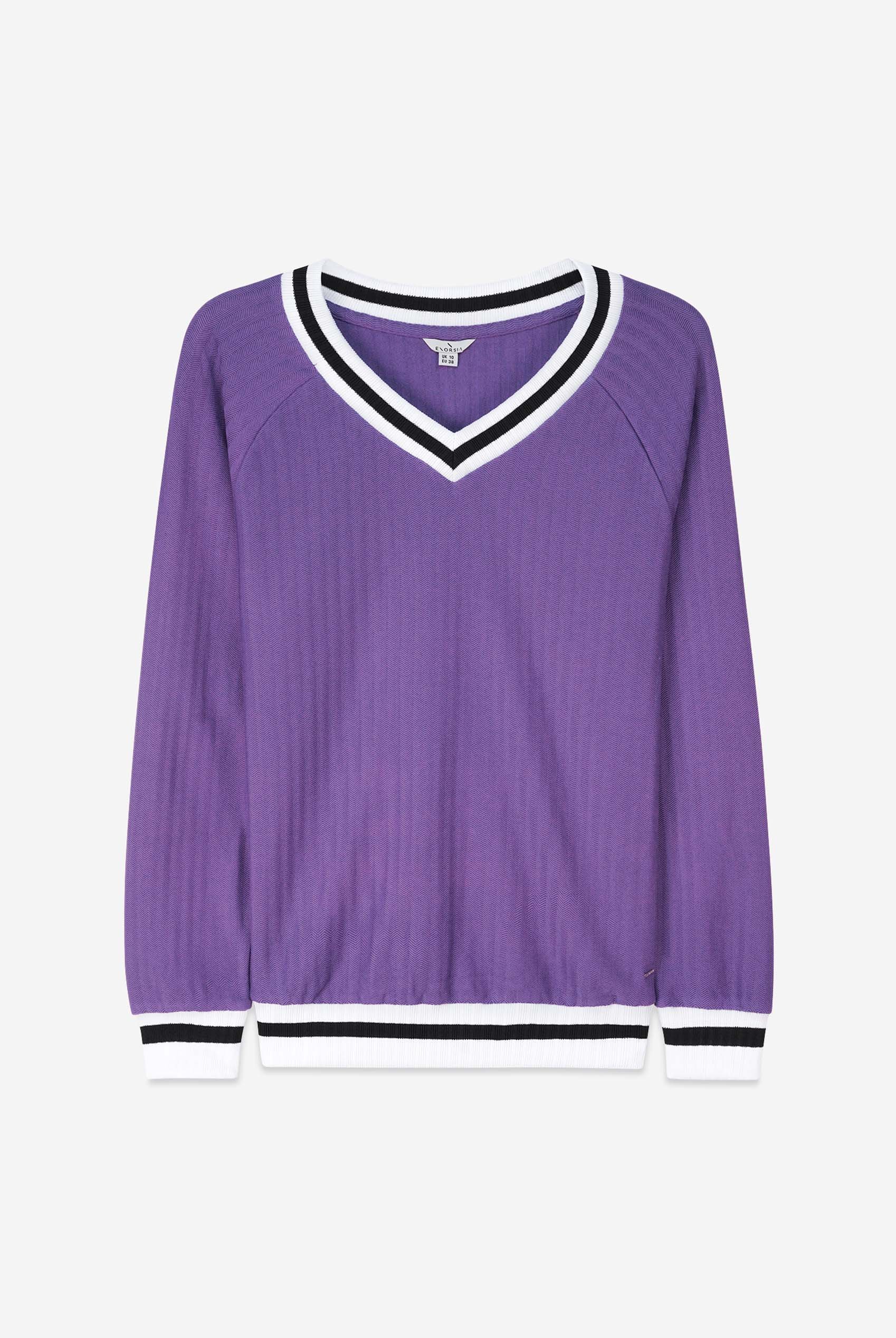 Womens V-Neck Stripe Detail Pullover