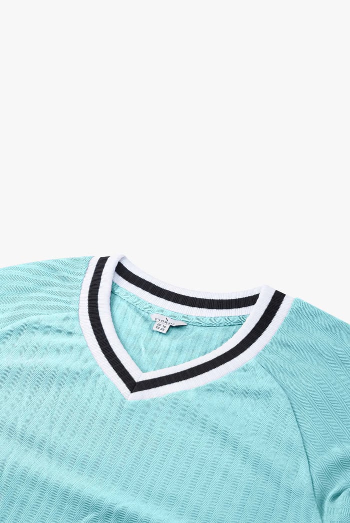 Womens V-Neck Stripe Detail Pullover
