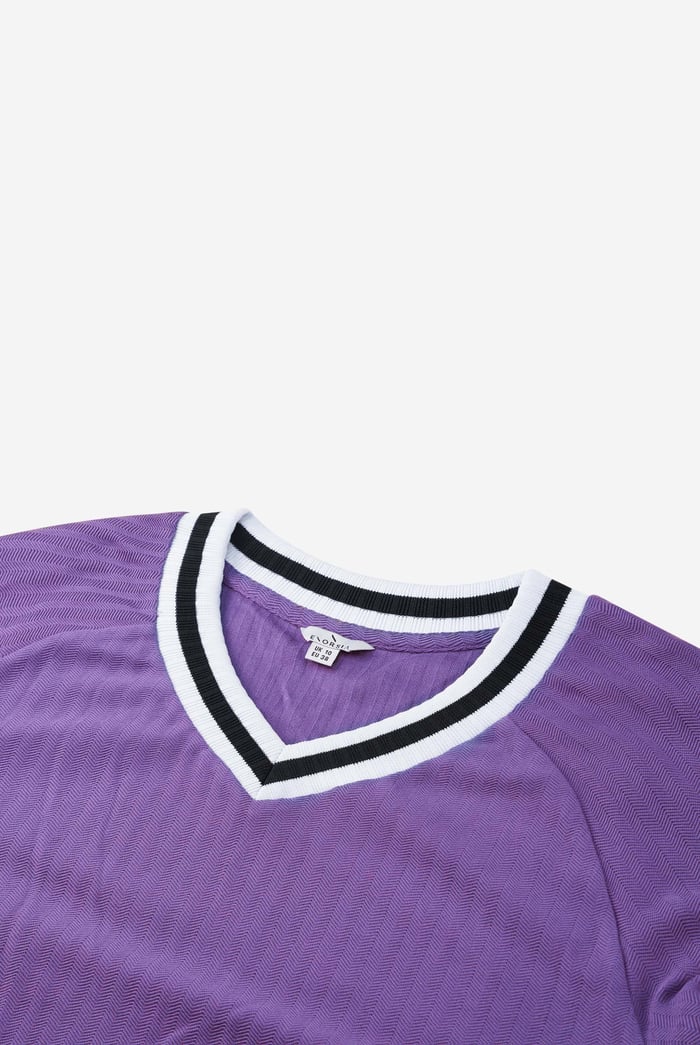 Womens V-Neck Stripe Detail Pullover