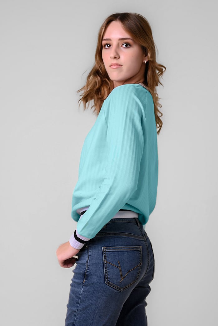 Womens V-Neck Stripe Detail Pullover
