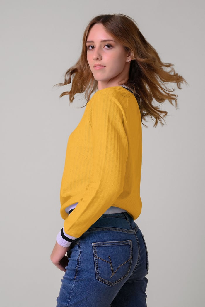 Womens V-Neck Stripe Detail Pullover