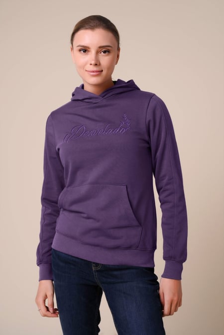 Womens Pink Front Embroidery Hoodie