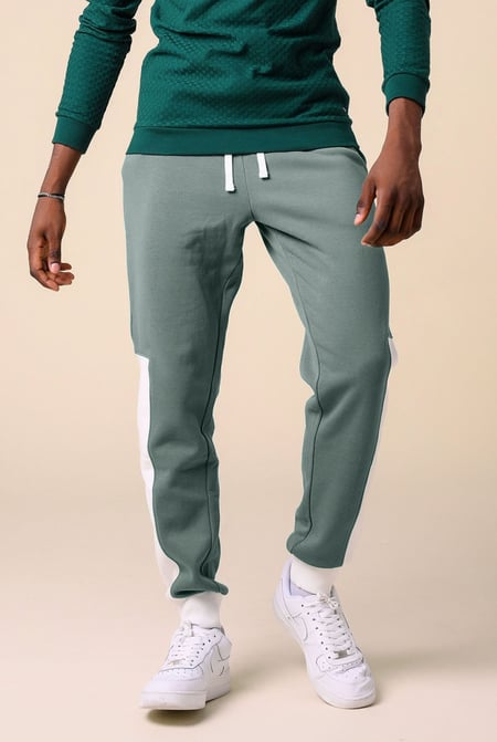 Mens White Colour Block Jogger