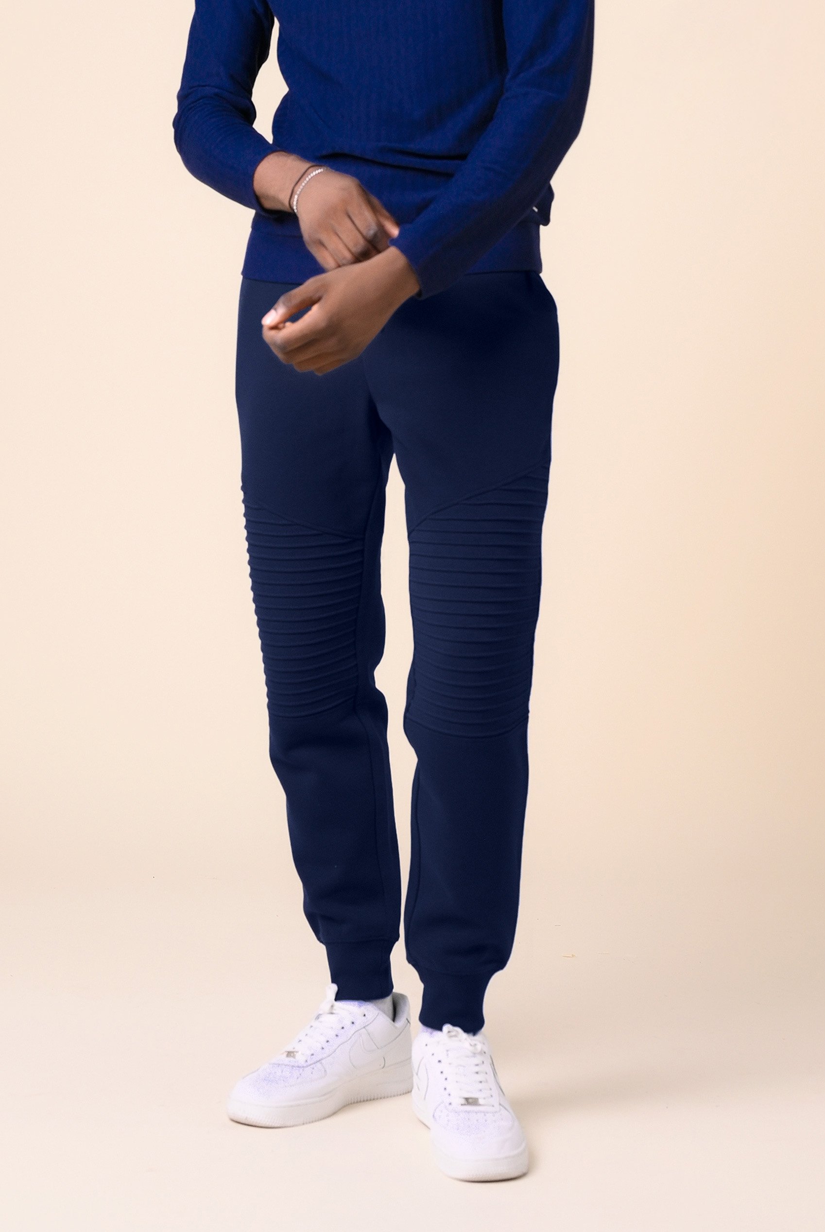Mens Pleated Plain Drawstring Jogger
