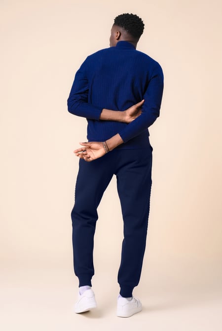 Mens Black Pleated Plain Drawstring Jogger