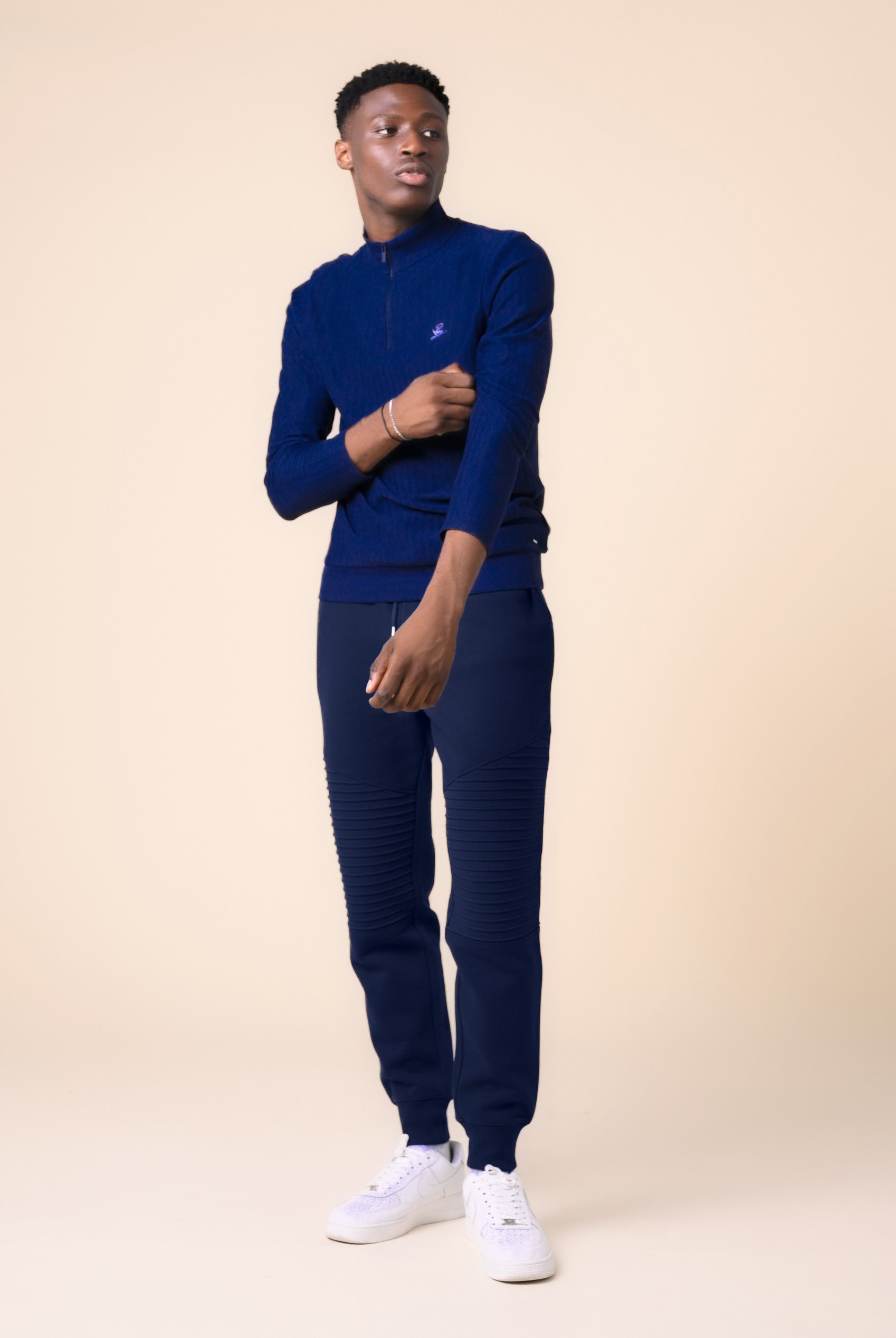Mens Pleated Plain Drawstring Jogger