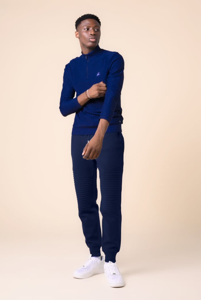 Mens Pleated Plain Drawstring Jogger
