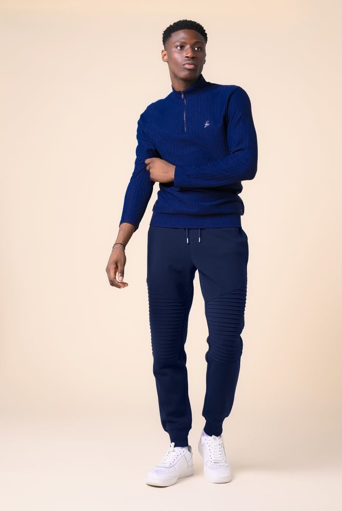 Mens Pleated Plain Drawstring Jogger