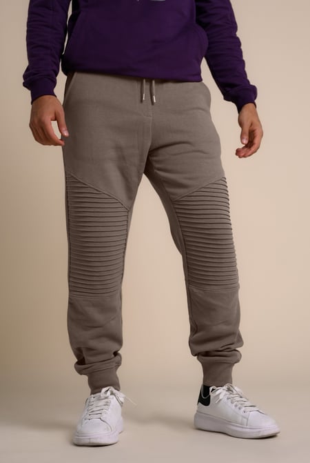 Mens Navy Pleated Plain Drawstring Jogger