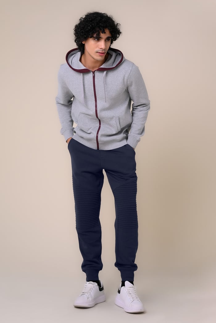 Mens Pleated Plain Drawstring Jogger